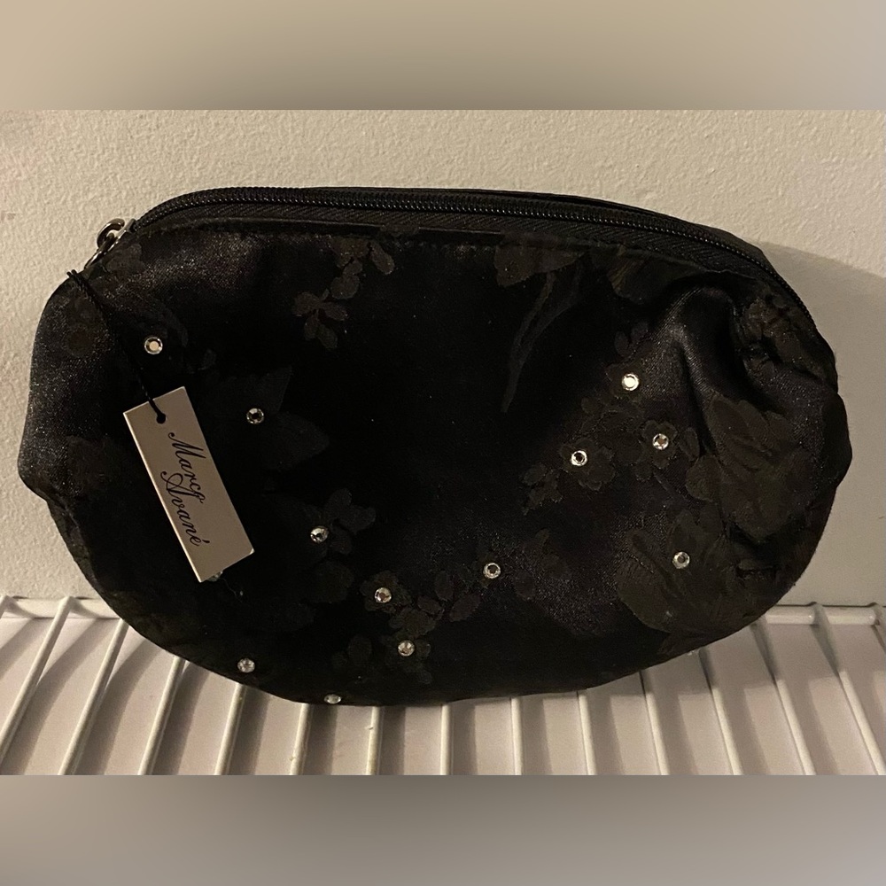 NEW BLACK Sateen cosmetic/clutch bag